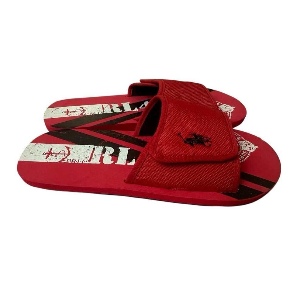Polo Ralph Lauren Adjustable Catamaran Slide Size 6 Junior Red Sandal.